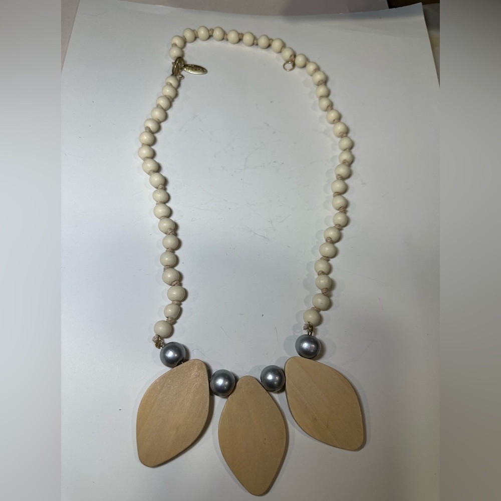 Plunder Design Fashion Jewelry Delancey Teardrop Pendant Wooden Beaded Necklace